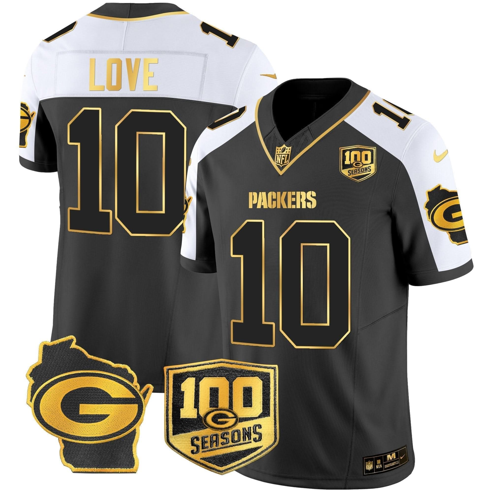 GB 100th Season & Home Patch Gold Vapor Limited Jersey