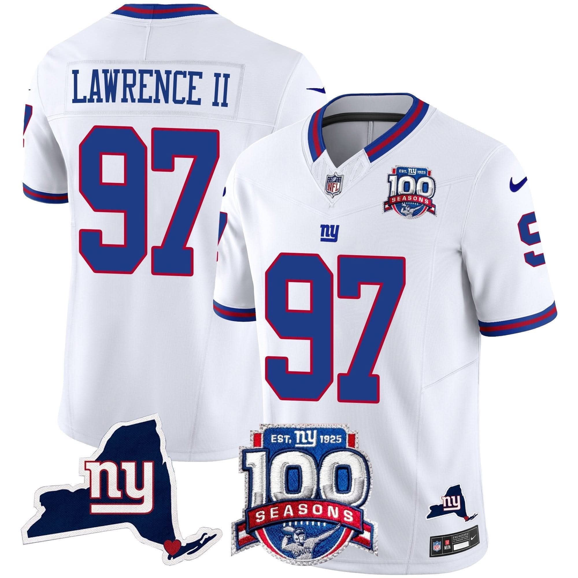 NYG 100th Season & State Patch Vapor Limited Jersey