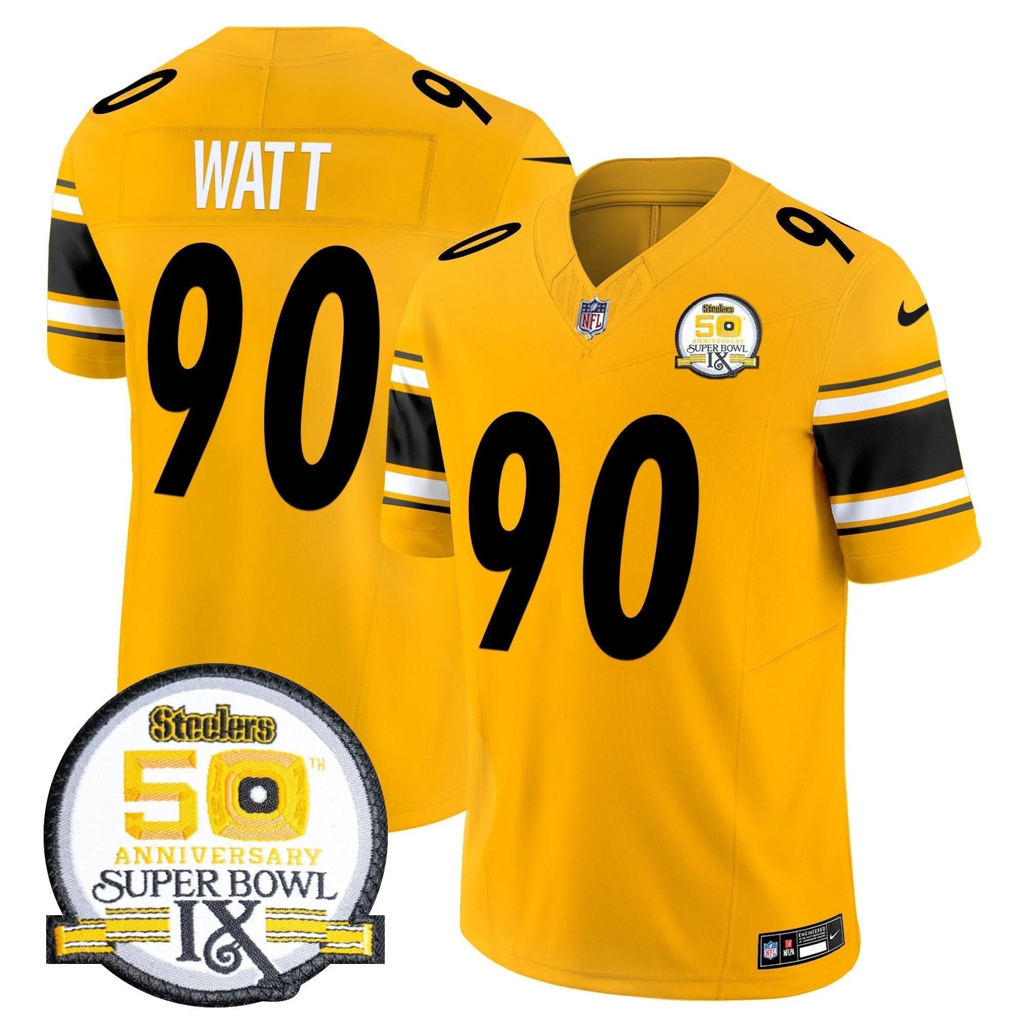 PIT 50th Anniversary Of Super Bowl IX Patch Vapor Limited Jersey