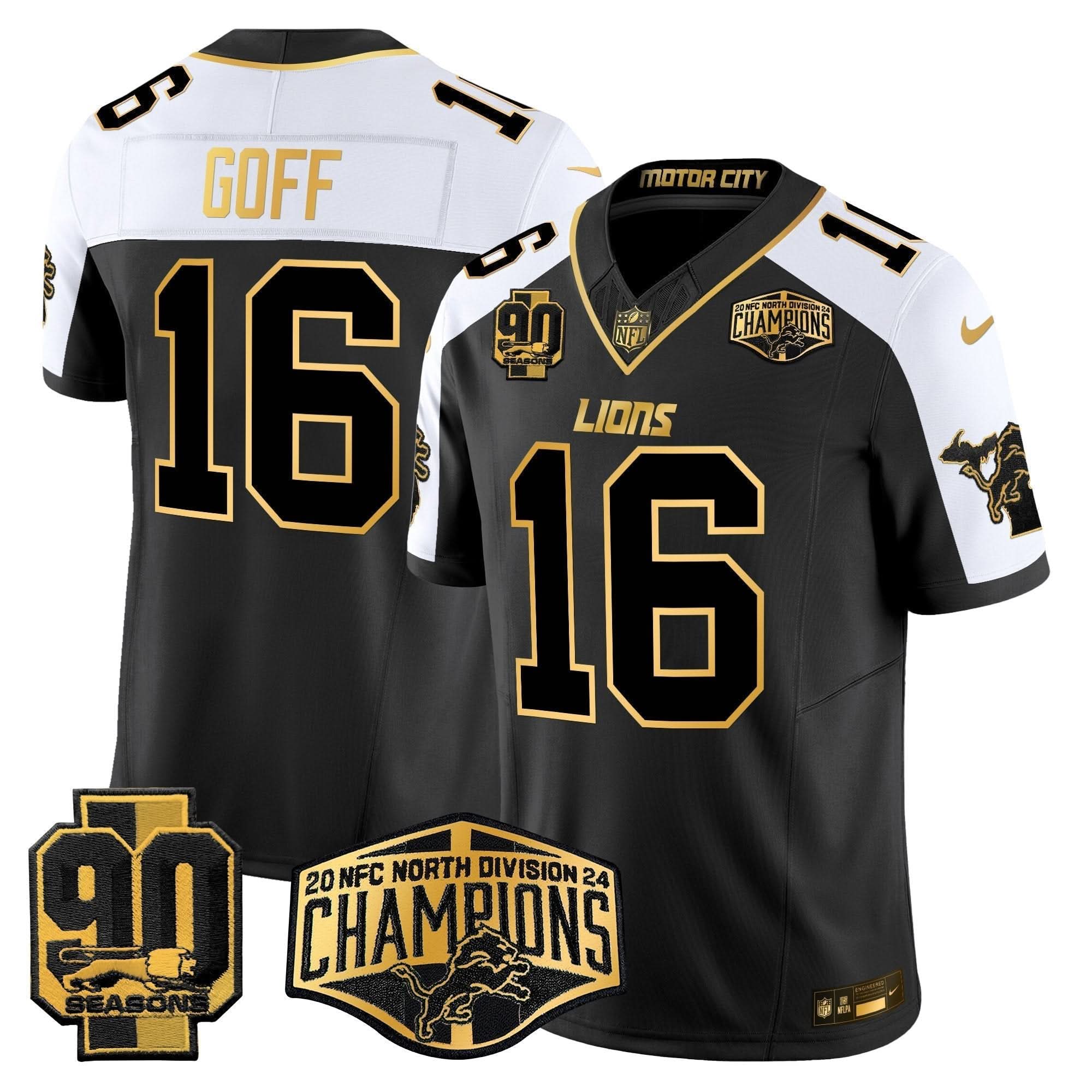 DET 2024 NFC North Division Champions Patch Gold Vapor Limited Jersey