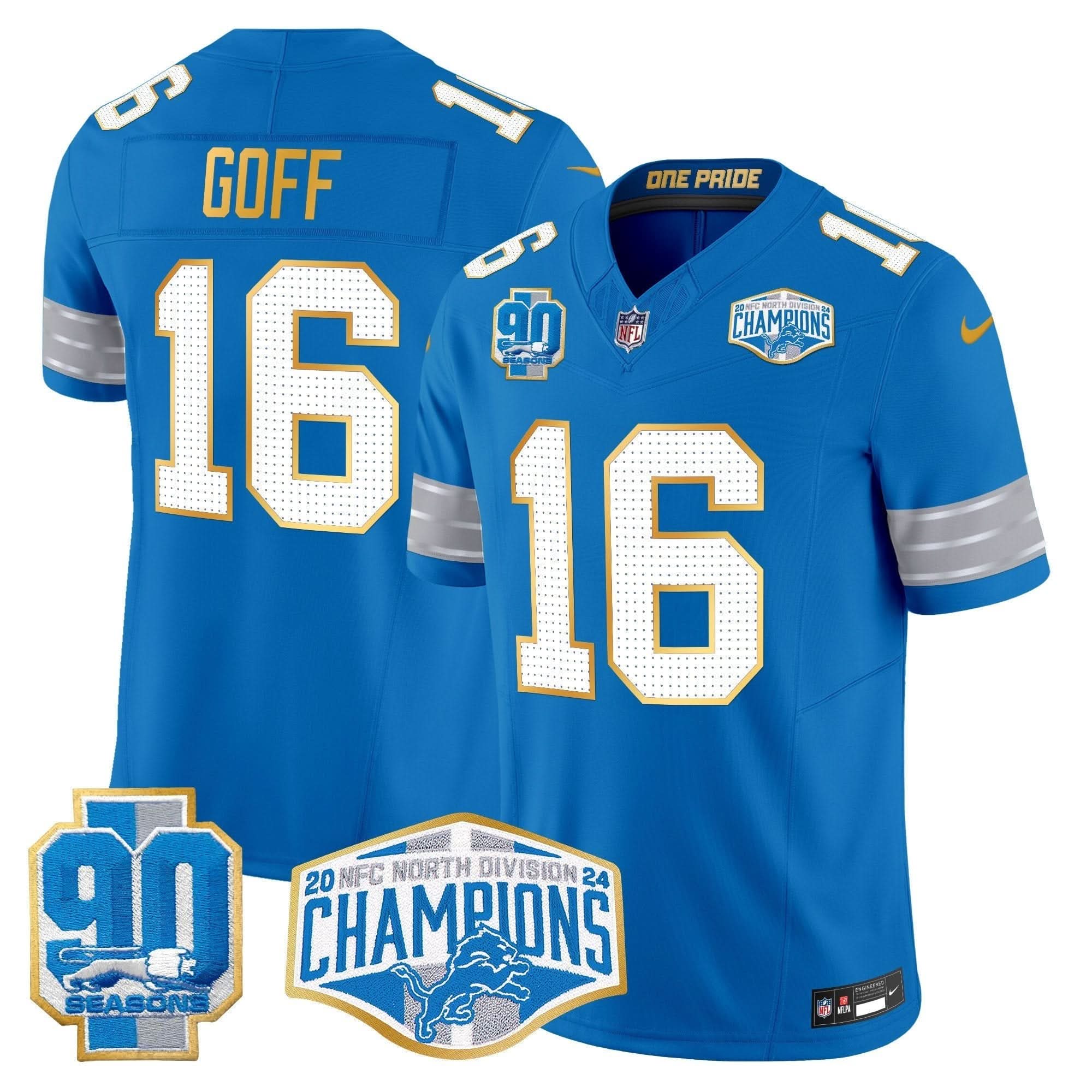 DET 2024 NFC North Division Champions Patch Gold Trim Vapor Limited Jersey