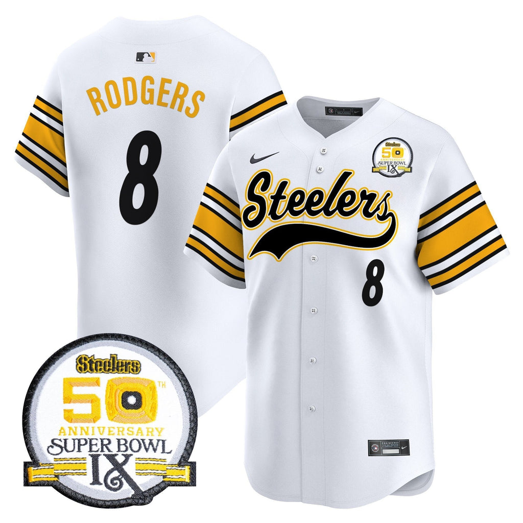 PIT 50th Anniversary Of Super Bowl IX Patch Vapor Premier Baseball Jersey - All Stitched