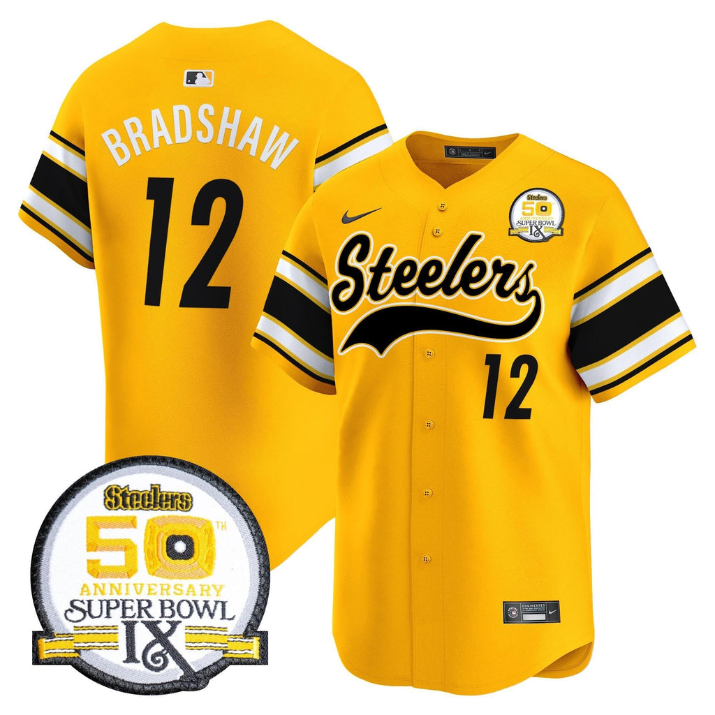 PIT 50th Anniversary Of Super Bowl IX Patch Vapor Premier Baseball Jersey - All Stitched