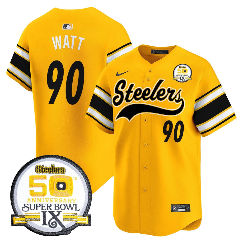 PIT 50th Anniversary Of Super Bowl IX Patch Vapor Premier Baseball Jersey - All Stitched
