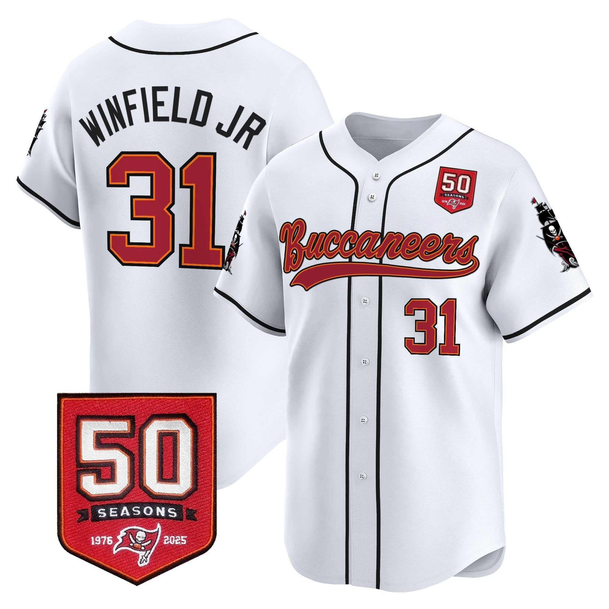 TB 50th Season Patch Vapor Baseball Jersey - All Stitched