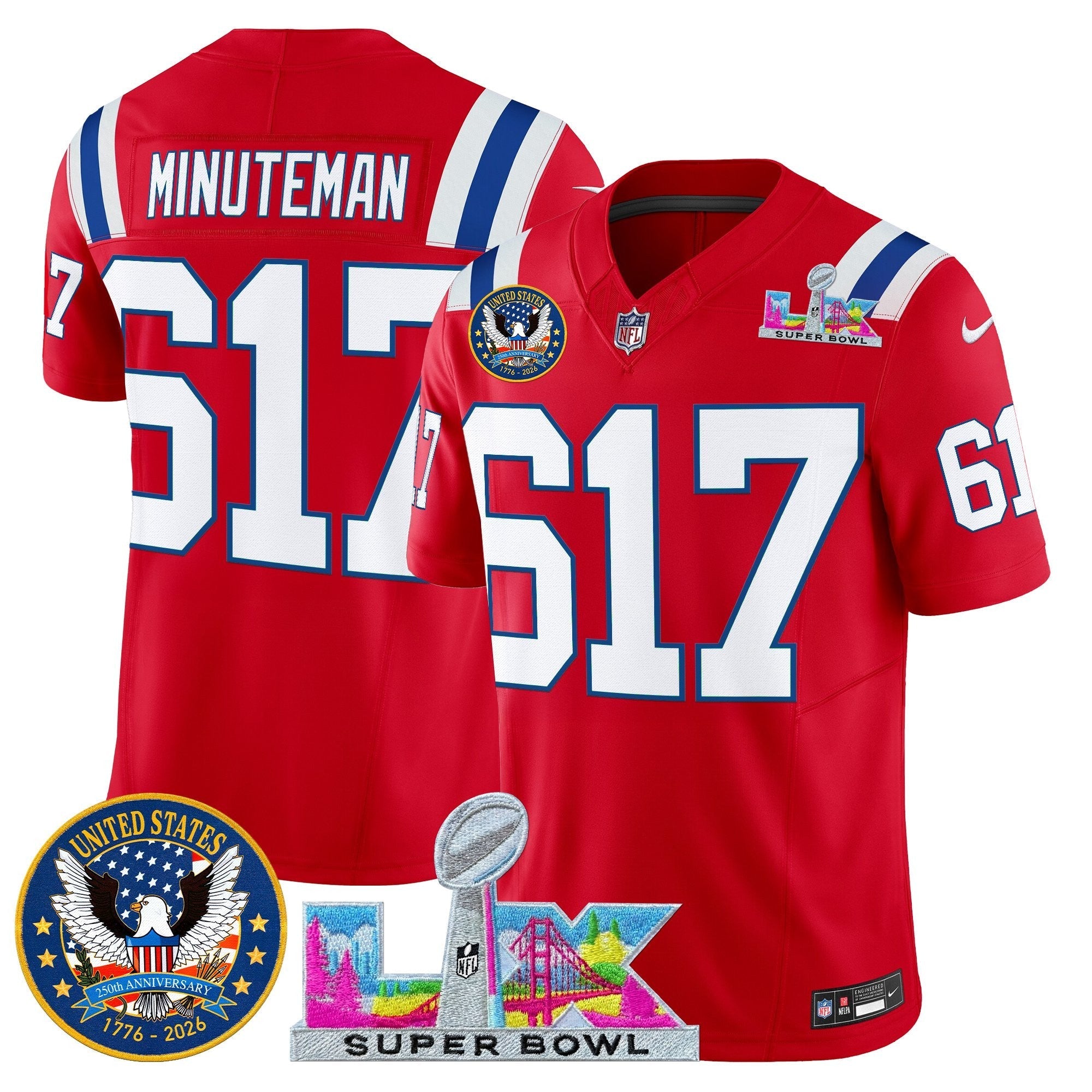 NE "Super Bowl LX & United States 250th Patch" Vapor Limited Jersey