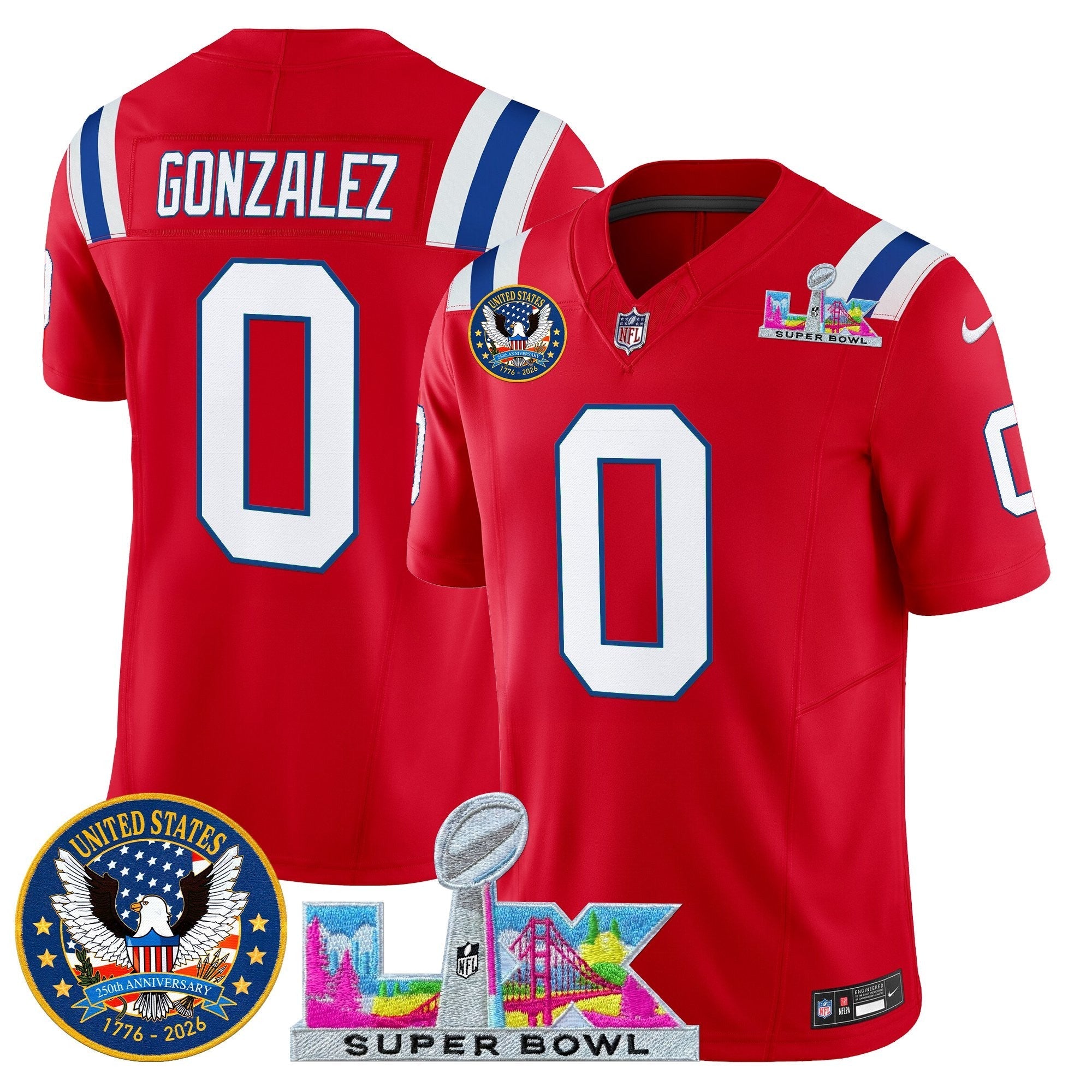 NE "Super Bowl LX & United States 250th Patch" Vapor Limited Jersey