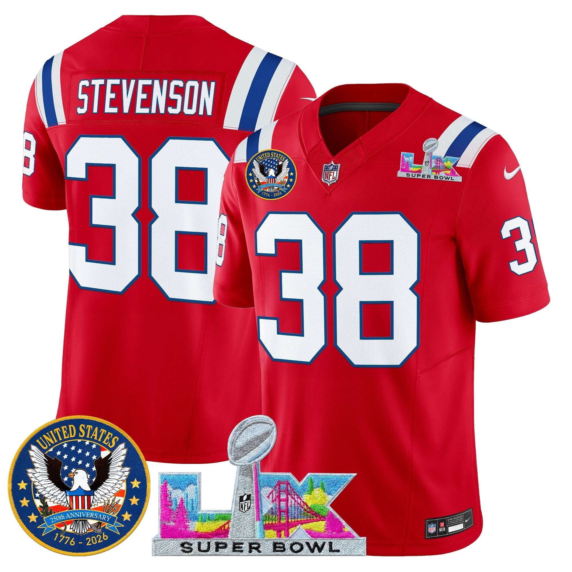 NE "Super Bowl LX & United States 250th Patch" Vapor Limited Jersey