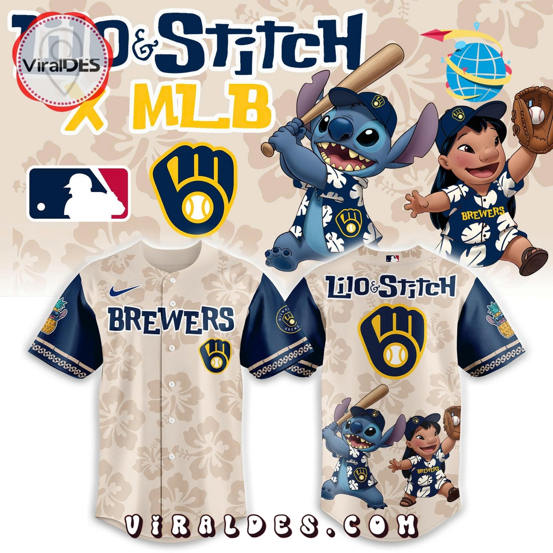 2025 Milwaukee Brewers x Lilo & Stitch Baseball Jersey