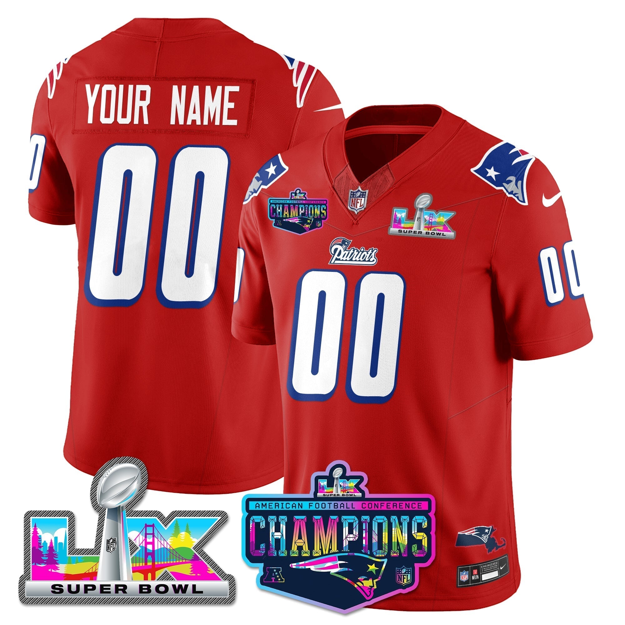 NE 1996 Throwback Limited Vapor Jersey - 2025 AFC Champions Limited Patch