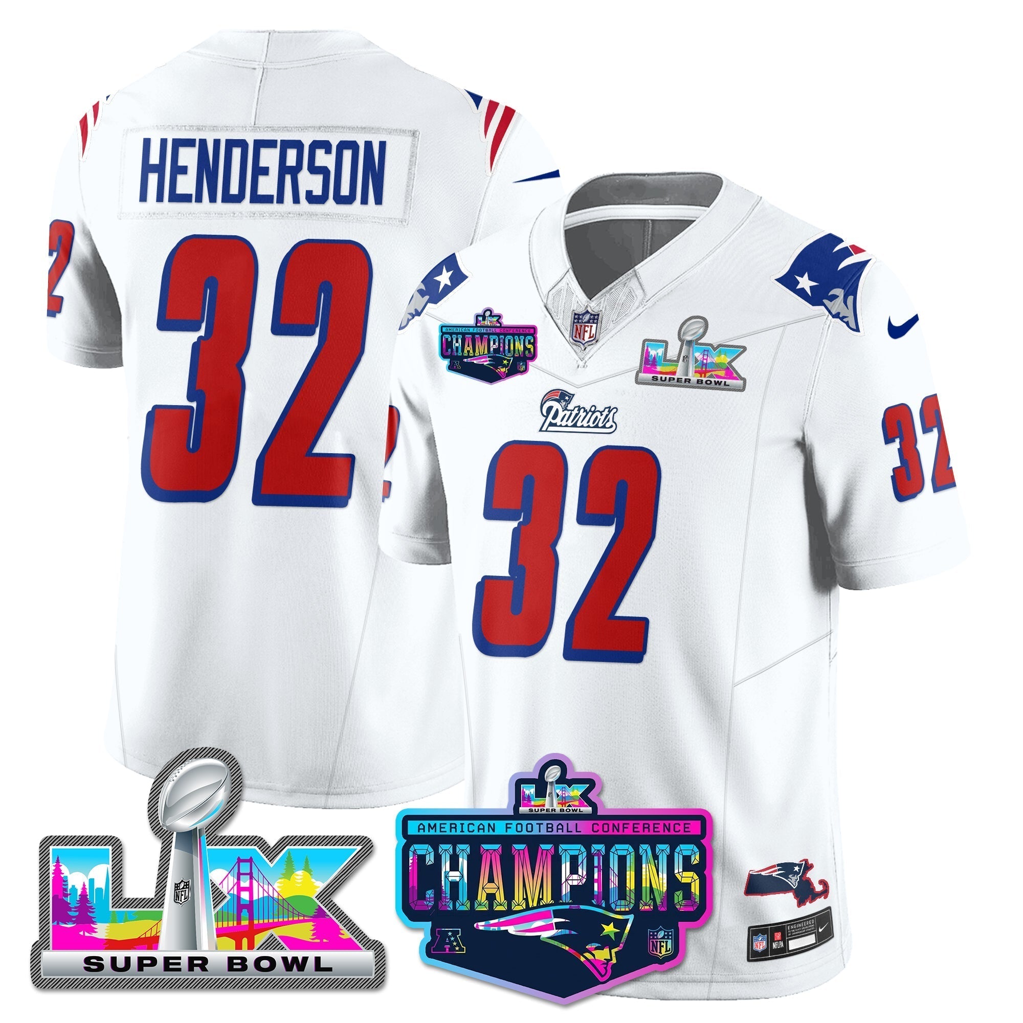 NE 1996 Throwback Limited Vapor Jersey - 2025 AFC Champions Limited Patch