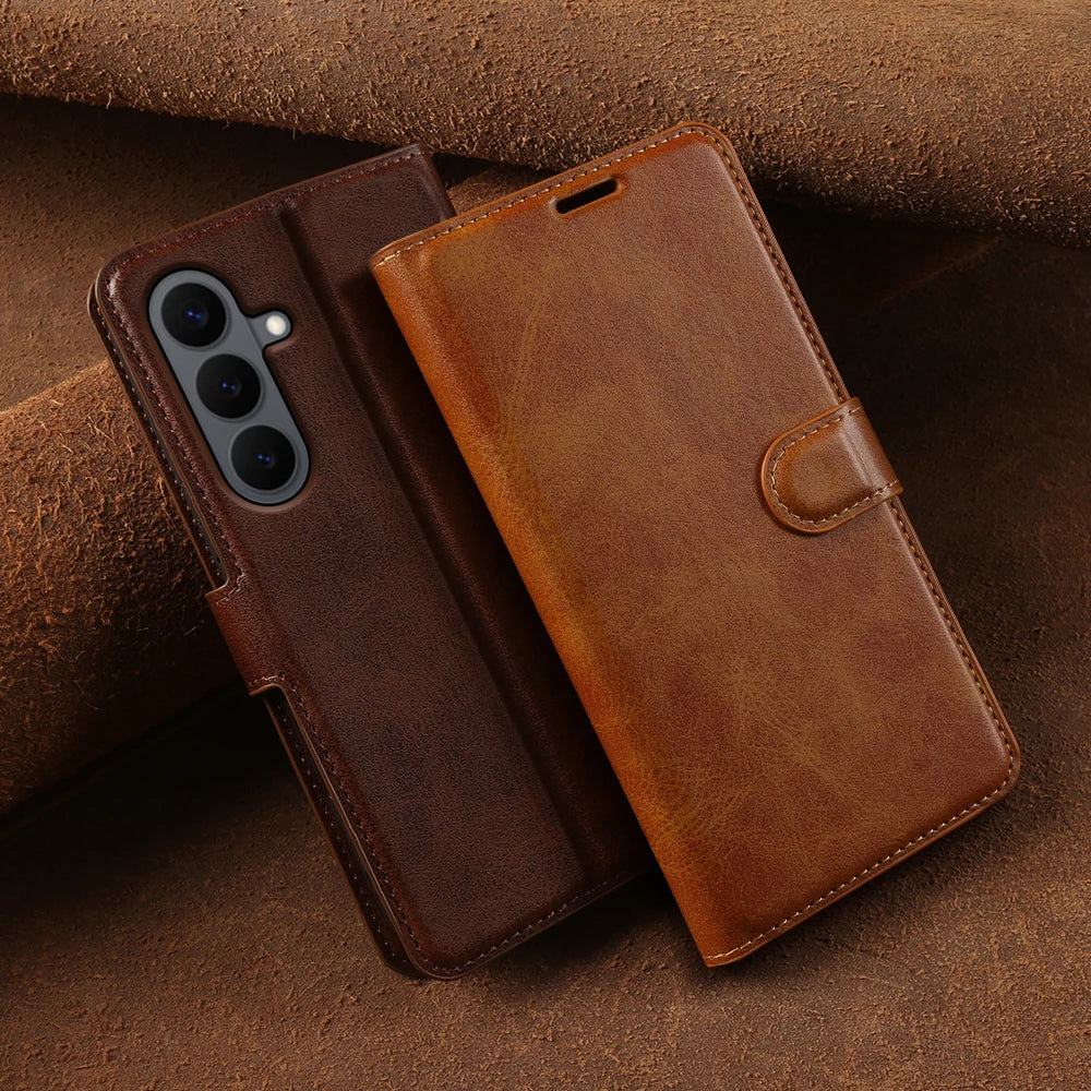 Phone Leather Case For Samsung Galaxy S26 Plus S25 Plus S24 FE A55 A16 A17 S23 S22 S21 Ultra Flip Case Cover Wallet Coque Funda