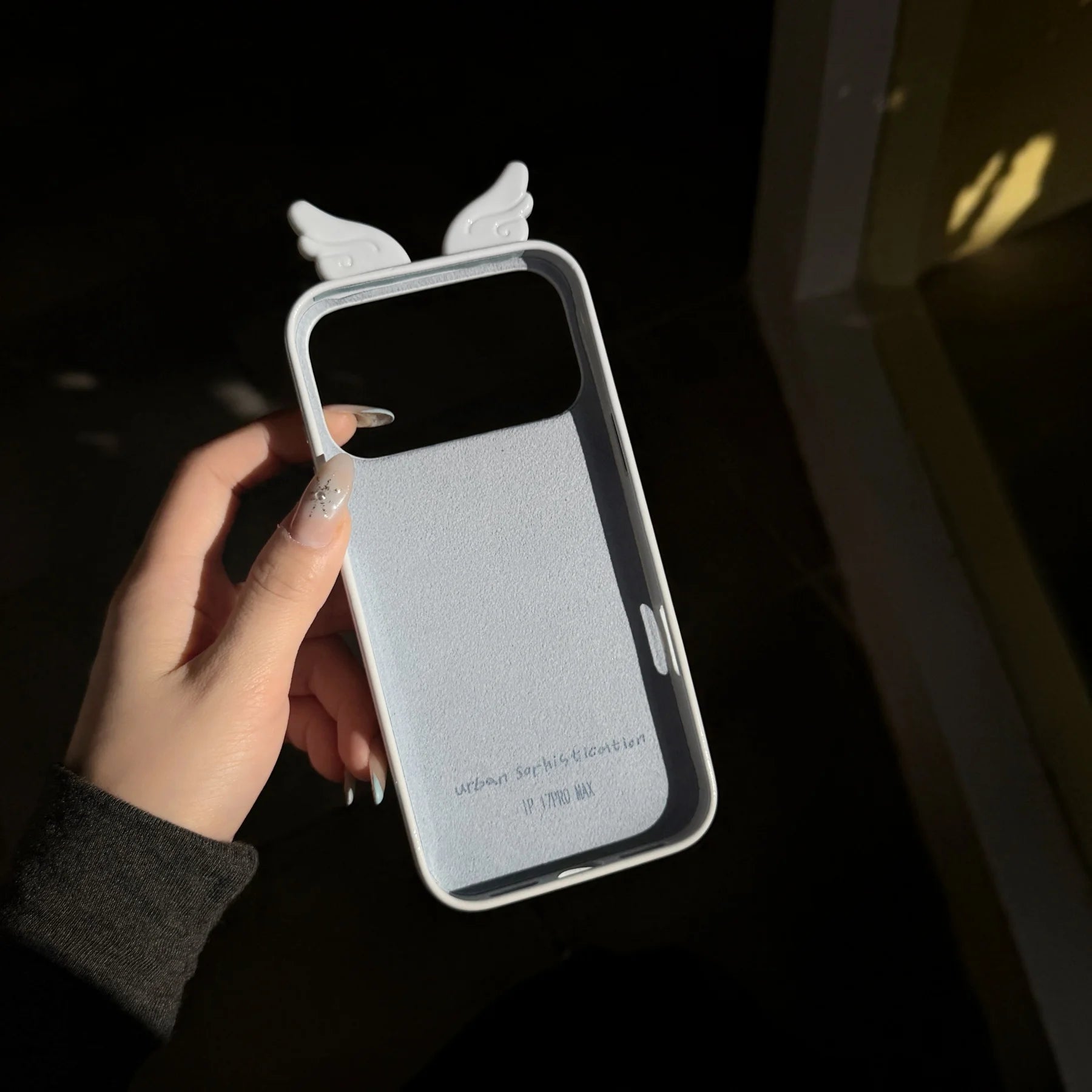 Cute Light Blue Color 3D Angel Wings Down Jackets Phone Case for iPhone 17 16 15 14 Pro Max Shockproof Protective Back Cover