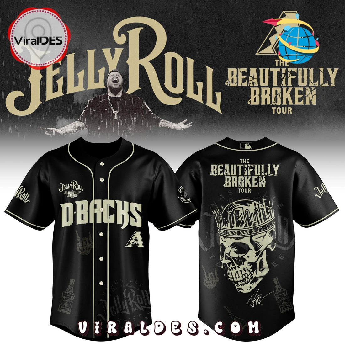 Arizona Diamondbacks x Jelly Roll Tour Baseball Jersey