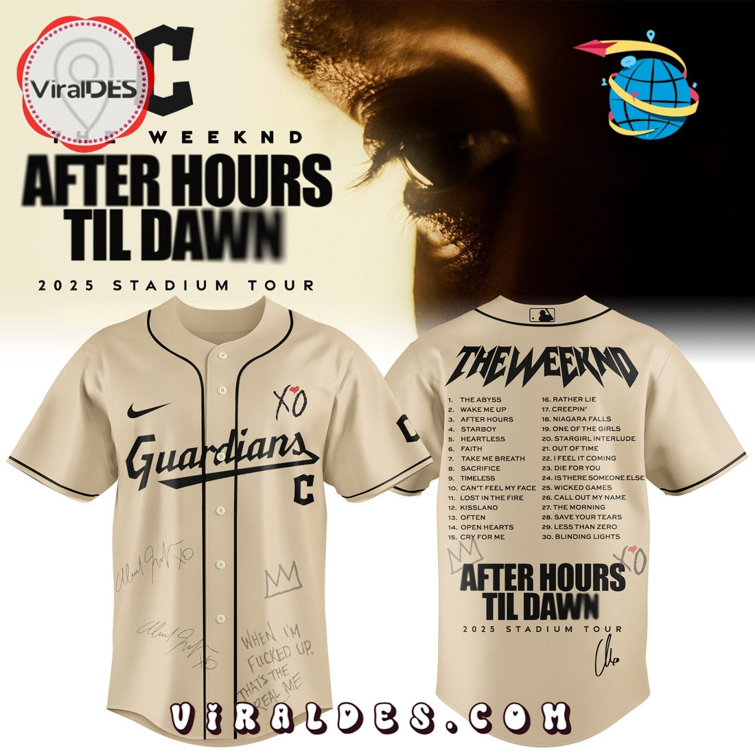 Cleveland Guardians x The Weeknd After Hours Til Dawn Baseball Jersey