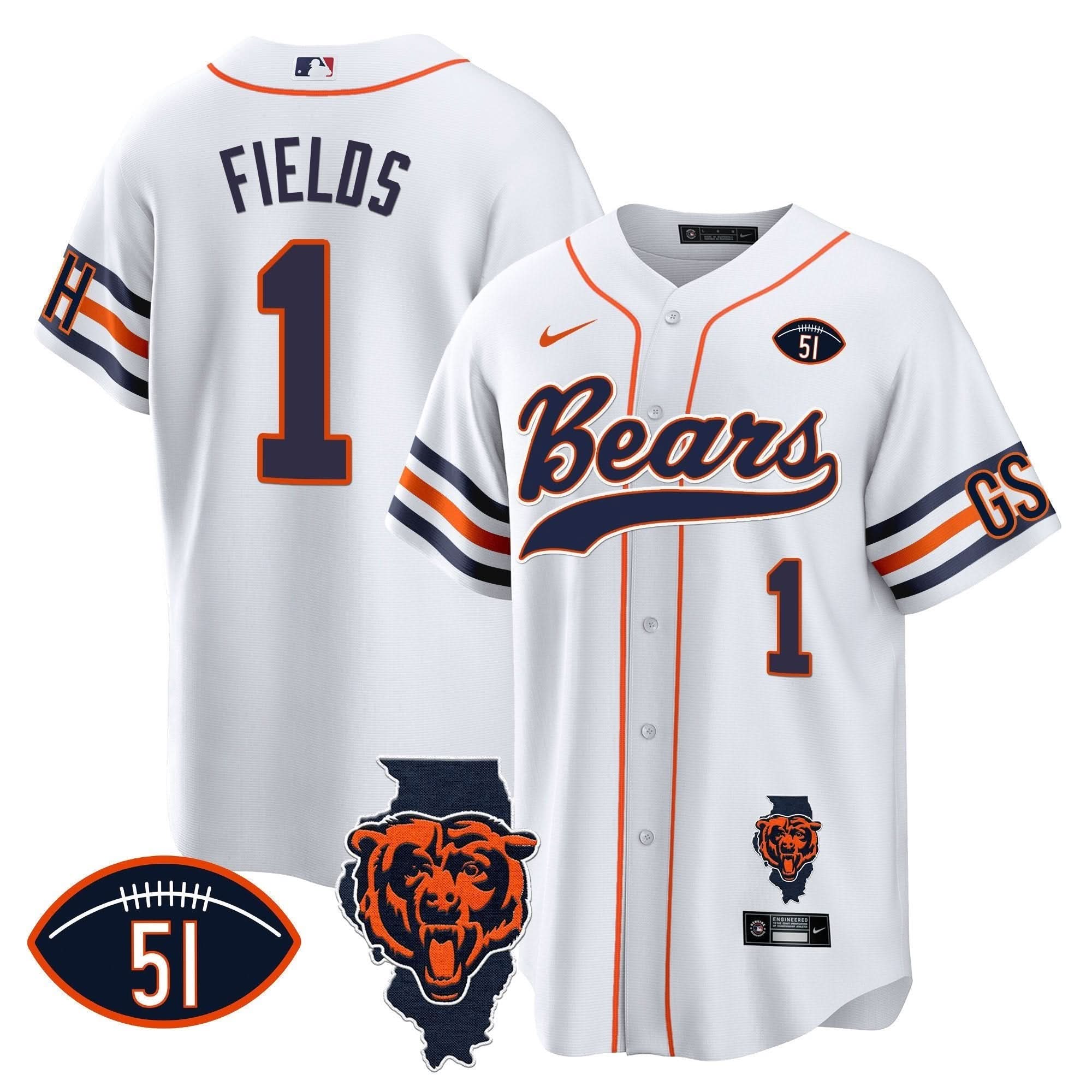 CHI Illinois Patch Baseball Jersey - All Stitched