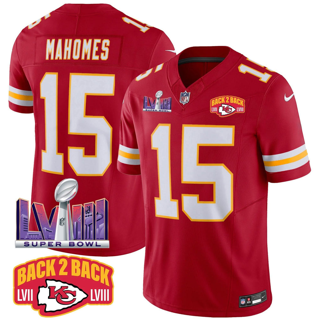 KC Super Bowl LVIII & Back 2 Back Patch Vapor Jersey