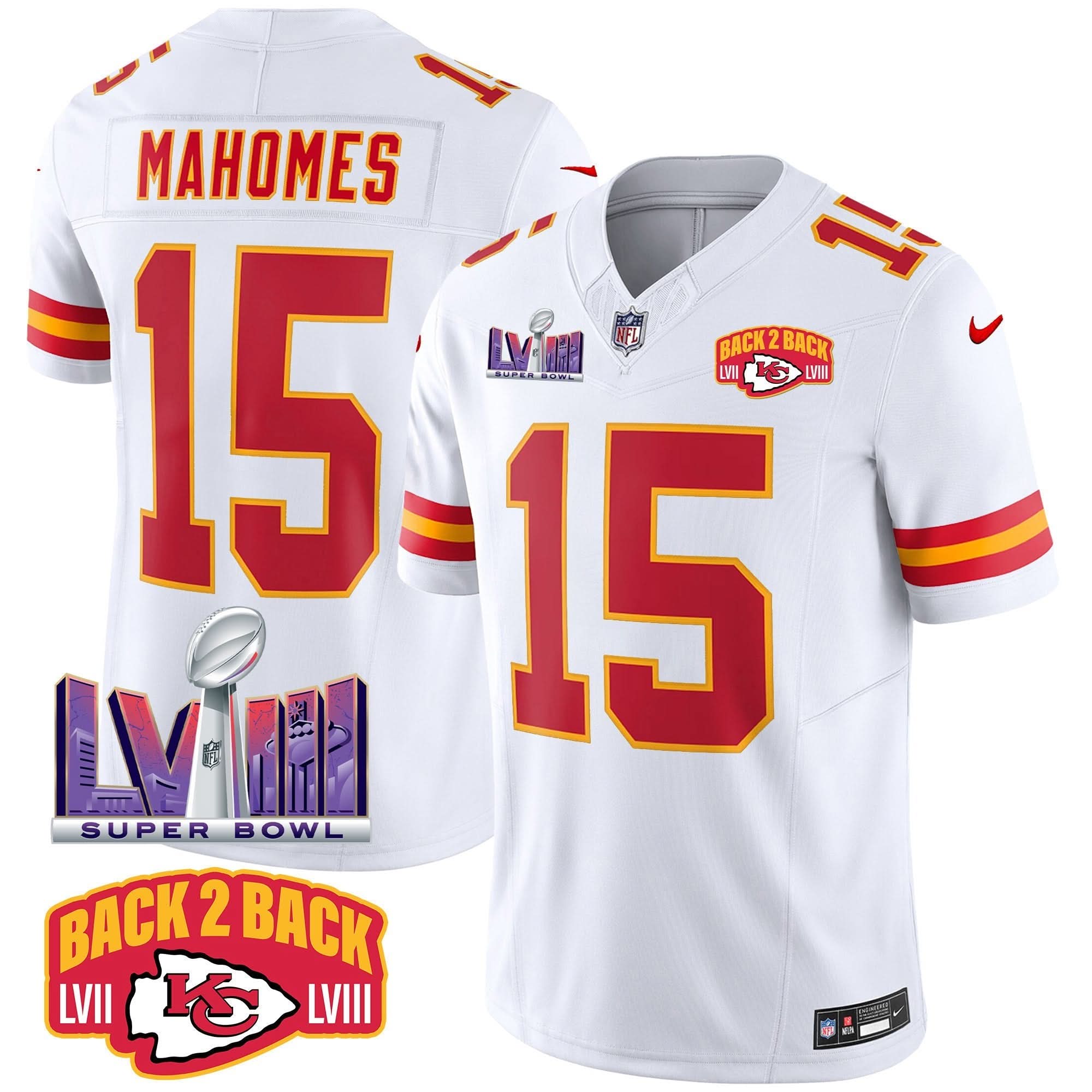 KC Super Bowl LVIII & Back 2 Back Patch Vapor Jersey