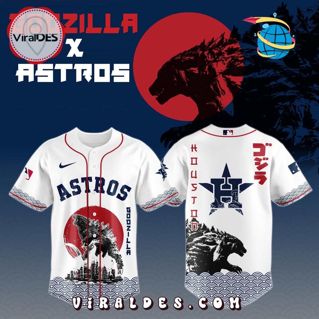 Houston Astros MLB x Godzilla Baseball Jersey