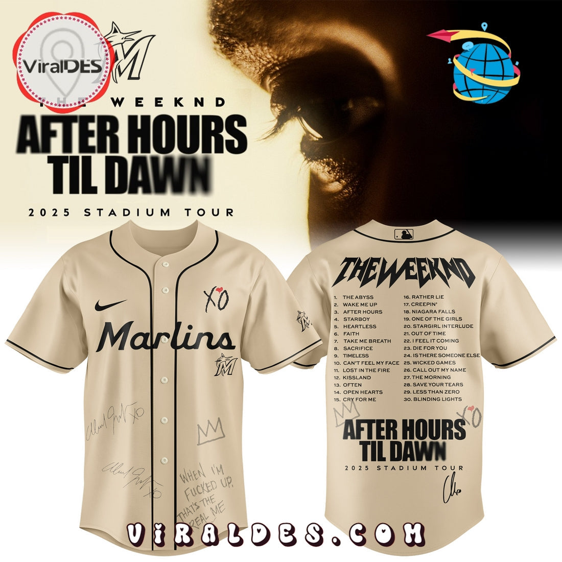 Miami Marlins x The Weeknd After Hours Til Dawn Baseball Jersey