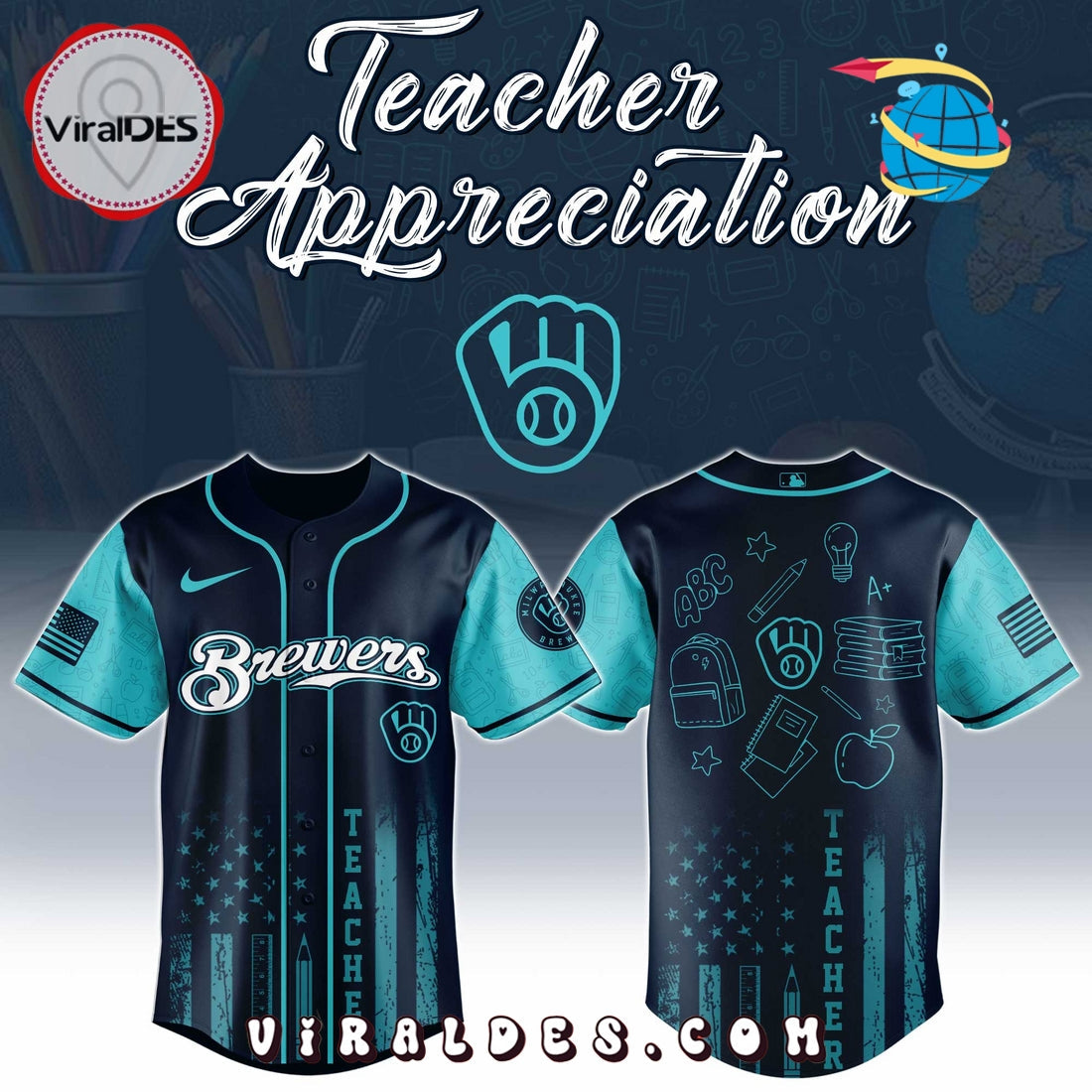 Milwaukee Brewers MLB x Teacher Appreciation Day Baseball Jersey