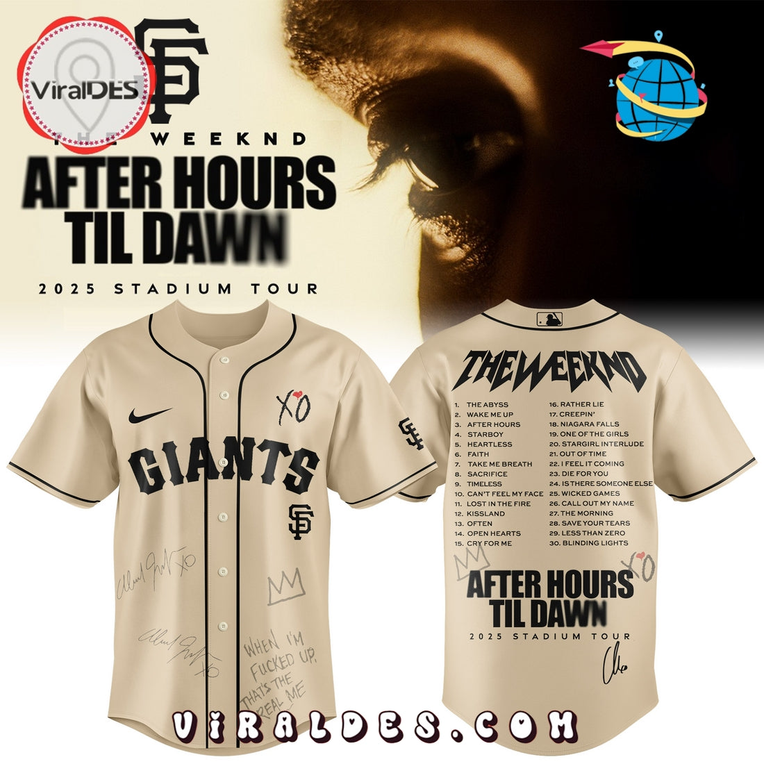 San Francisco Giants x The Weeknd After Hours Til Dawn Baseball Jersey