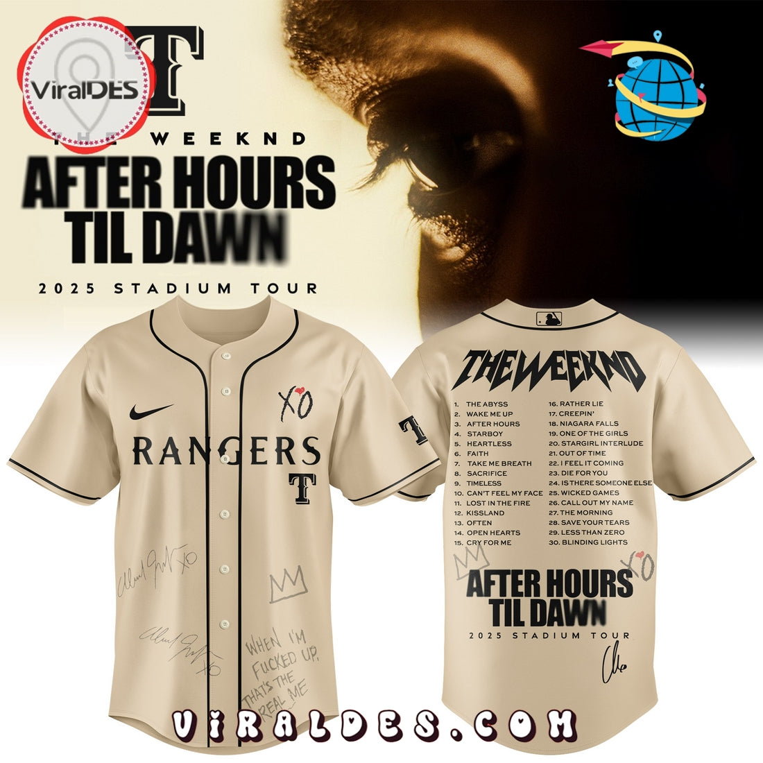 Texas Rangers x The Weeknd After Hours Til Dawn Baseball Jersey